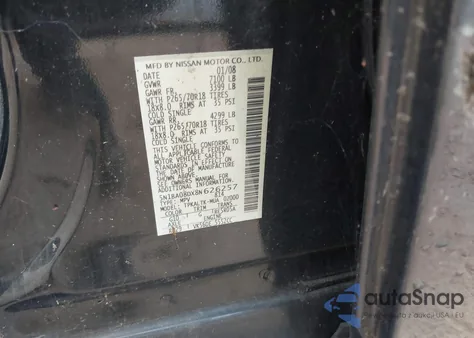 2008 Nissan Armada Se z USA, uszkodzony, nr VIN 5N1BA08DX8N626257